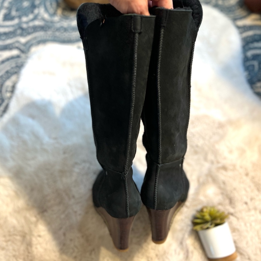 UGG Black Tall Wedge Winter Boots - Picture 10 of 16